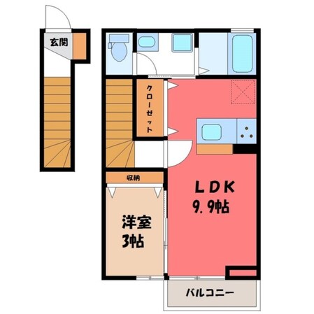 宇都宮駅 徒歩17分 2階の物件間取画像